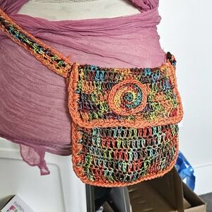 Hipsy Sack. Crochet Extra Pocket  Adjustable Belt .boho, Festival